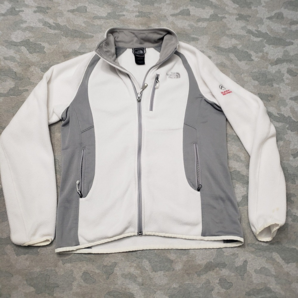 The North Face Summit Series Jacket Womens Medium White Fleece Full Zip Hiking